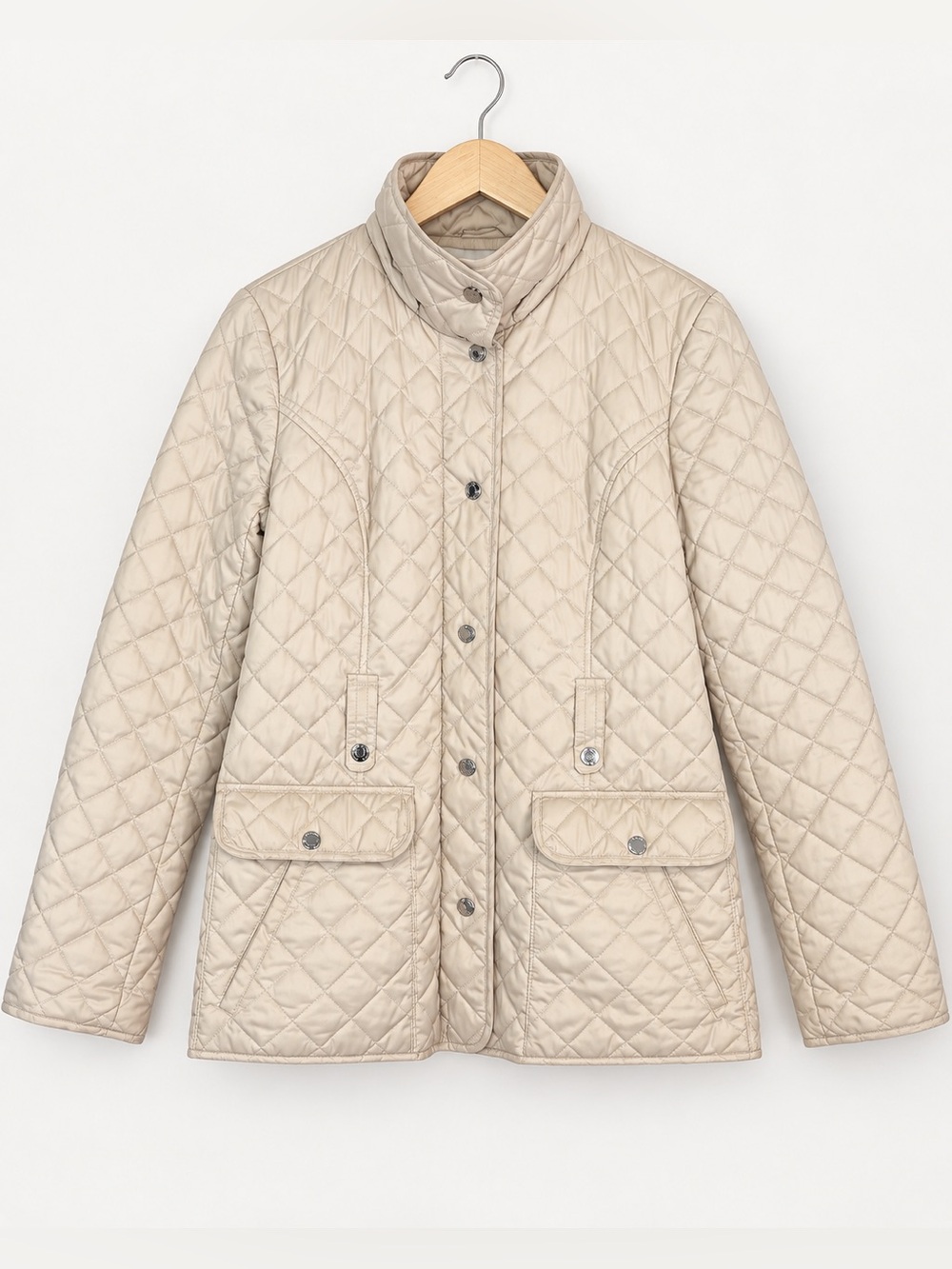 Laundry by Shelli Segal Women’s M Diamond Quilted Jacket Beige Snap Front